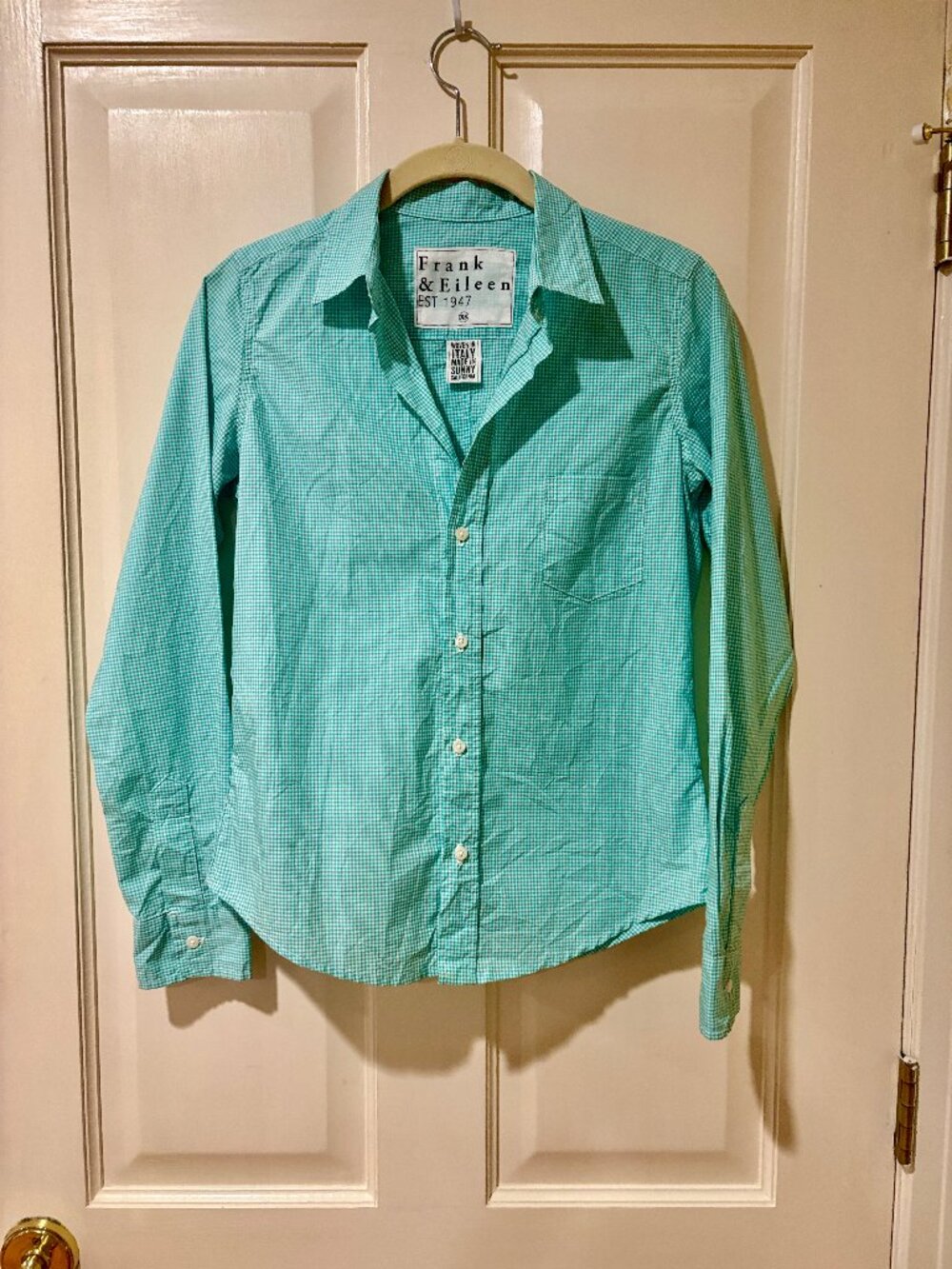 Frank & Eileen Barry Green Gingham Button-Down Shirt XS